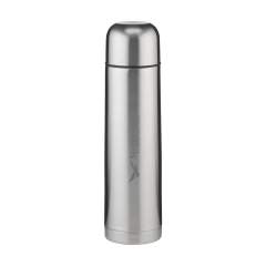 Double-walled, vacuum-insulated, stainless steel thermo bottle. Extremely durable and unbreakable. The vacuum between the walls insulates the contents and keeps drinks hot or cold for a longer period of time. With screw cap/drinking cup and handy push-pour system. Leak proof. Capacity 1,000 ml. Each item is supplied in an individual brown cardboard box.