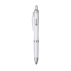 WoW! Blue ink ballpoint pen. The solid holder is made from recycled ABS. With push button, metal clip and silver coloured accents. GRS-certified. Total recycled material: 53%.