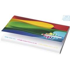 Sticky-Mate® sticky notes with a convenient soft cover made of paper. Includes blank paper sheets of 80g/m2. The soft cover does not only prevent damages to the content, but also offers additional advertising space. Sheet dimension: 100x75mm. Three sizes available: 25 sheets (21099001), 50 sheets (21099002), 100 sheets (21099004).  