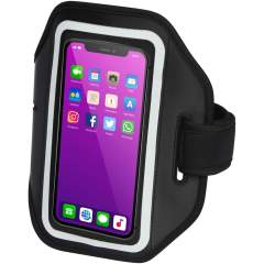 Verstelbare armband met klittenbandsluiting en transparante hoes om uw smartphone te beschermen en te bedienen tijdens het hardlopen of elke andere activiteit. Geschikt voor verschillende grotere smartphones zoals iPhone X, 8, 7, 6, 5 en/of Galaxy Note S9, S8, S7, S6. Formaat van telefoonhoes is 8 x 18 cm. De transparante hoes heeft een reflecterende strip voor extra zichtbaarheid in het donker. De armband met klittenbandsluiting kan op verschillende maten worden aangepast. Inclusief een extra vak om uw sleutels of munten in te doen.