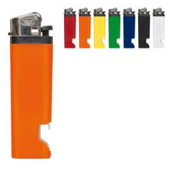 Briquet jetable, avec décapsuleur. Avec sécurité enfants.