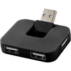 Rechthoekige 4-poorts USB hub met flexibele input-poort.