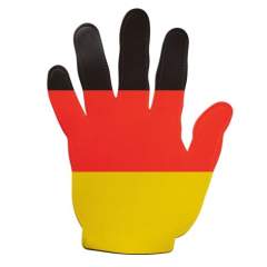 Large event hand with the colours of the German flag. The unique size of this hand makes sure that it will be noticed and has a large imprint space. 