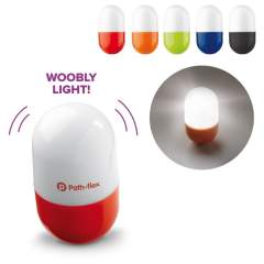 Fun and innovative wobbly light. Tap the egg-shaped light to switch on. Batteries included. Comes packaged in a gift box.