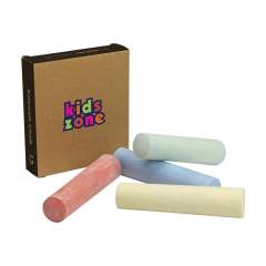 Set of 4 pieces of sidewalk chalk in different pastel colours. Especially for making chalk drawings and playing hopscotch games outdoors.