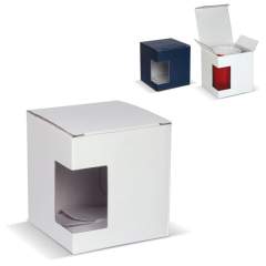 Boite cadeau bleue (standard) ou blanche avec fenêtre pour mug made in Europe. 