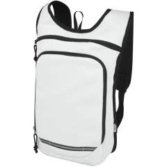 Made from 100% GRS recycled and water repellent fabric, the Trails backpack features one zippered front pocket and one zippered main compartment, and is compatible with a hydration water bladder. Reflective stripes for visibility and mesh backside for carrying comfort , making it a great sustainable choice for outdoor activities.