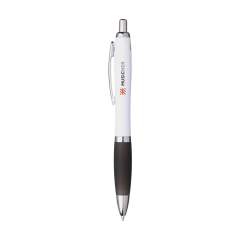 WoW! Blue ink ballpoint pen. The transparent coloured holder is made from recycled ABS. With push button, metal clip and silver coloured accents. GRS-certified. Total recycled material: 53%.