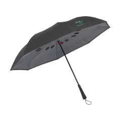 Large, innovative reverse umbrella with double 190T pongee slings. Special material that accelerates drying. Can dry standing up. Closes automatically, opens manually. Ideal when getting in and out of the car. Metal frame with windproof system and ergonomically shaped handle with carrying strap.