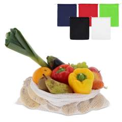 Reduce the number of plastic bags in the supermarket by using your own food bag. This cotton bag with mesh is highly suitable for fruits and vegetables. Re-use it over and over again and when dirty, simply wash it at low temperatures (could shrink).