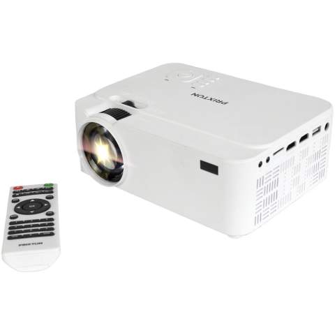 Projecteur avec une résolution de 800 x 480 et une distance de projection allant jusqu'à 5 mètres. Lampe d'une puissance allant jusqu'à 2 800 lumens. Lumière LED blanche de 40 lumens ANSI. Contraste 500:1. Ampoule LED avec plus de 50 000 heures de reproduction. Projection allant de 76 à 381 cm. Peut être connecté à tous les types d'appareils disposant d'une connexion HDMI. Lecture de contenus vidéo, audio, de photos et de textes. Entrées : VGA, 2 HDMI, USB 2.0, carte micro-SD et AV IN. Comprend 2 haut-parleurs stéréo et une télécommande. Livré avec un coffret cadeau de luxe.