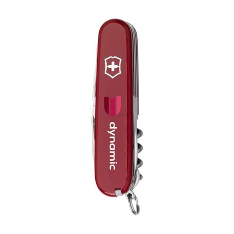 Couteau Suisse original de la marque Victorinox ligne Officiers avec poignée ABS, plaques intermédiaires en aluminium anodisé dur et des outils en acier recyclé à 100%. 10 pièces avec 14 fonctions : grand couteau, petit couteau, tire-bouchon, ouvre-boîte avec petit tournevis 3 mm, décapsuleur avec grand tournevis 6 mm, alésoir avec poinçon et œillet, pince à dénuder, ciseaux, crochet multi-fonctions, porte-clés, pince à épiler, cure-dent. Comprend un mode d'emploi et une garantie à vie contre les défauts de matériaux et de fabrication. Victorinox est le symbole mondial de qualité, fiabilité, fonctionnalité et perfection. Attention, la législation en vigueur s'applique concernant la possession et / ou le transport de couteaux ou d'outils multifonctions en public. Par pièce dans une boîte.