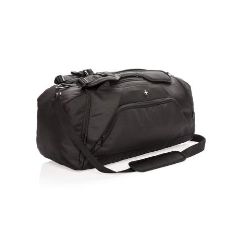 Lichtgewicht 1680D en 600D polyester 2-in-1 tas. Werkt als zowel een rugzak & duffle. Inclusief een ruim hoofdcompartiment met U-vormige ritssluiting. Een zij compartiment voor schoenen of vieze sportkleding en een zijvak met rits. Fleshouder vak en snel opbergvak aan de achterkant. Voorvak met ritssluiting en 2 RFID-beschermde vakjes. Verstelbare schouderbanden voor draagcomfort en veelzijdigheid. PVC vrij.<br /><br />PVC free: true