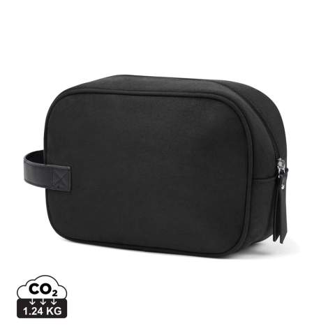 Marlow RCS-certified recycled polyester toiletry bag is a timeless, soft yet durable toiletry bag designed to store all your necessities while travelling and to add an elegant touch to your bathroom shelf at home. Its convenient side handle offers easy carrying, while the zip top ensures secure closure. Equipped with one zipped interior pocket, perfect for organising your essentials. The Marlow series crafted from recycled faux suede with PU details and lining in recycled polyester. Finished with sleek silver hardware. Certified by RCS (Recycled Claim Standard), RSC certification guarantees that the entire supply chain of recycled materials is certified. The total recycled content is based on the overall product weight. This product contains 45% RCS certified recycled polyester.