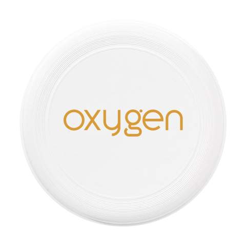 WoW! Frisbee made from 100% post-consumer recycled PP from electronic, household equipment waste. Stackable. Made in Holland.