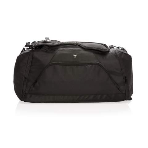 Lichtgewicht 1680D en 600D polyester 2-in-1 tas. Werkt als zowel een rugzak & duffle. Inclusief een ruim hoofdcompartiment met U-vormige ritssluiting. Een zij compartiment voor schoenen of vieze sportkleding en een zijvak met rits. Fleshouder vak en snel opbergvak aan de achterkant. Voorvak met ritssluiting en 2 RFID-beschermde vakjes. Verstelbare schouderbanden voor draagcomfort en veelzijdigheid. PVC vrij.<br /><br />PVC free: true