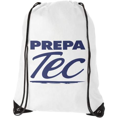 The Evergreen drawstring bag is a great option when looking for a bag that works well as an easy-to-handle gift to promote any brand or marketing campaign. The lightweight bag is budget-friendly and has a drawstring design suitable for easy carrying over the shoulder or as a backpack. The bag is made from 80 g/m² PP plastic, has a large main compartment and leaves enough space on the exterior to display any logo or other messages. 