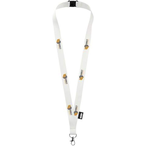 Lanyard aus recyceltem PET Kunststoff mit Abreissverschluss. Hochwertiger ovaler Haken mit Hummerclip, der sich ideal für Namensschilder, Ausweishüllen oder Schlüssel eignet.