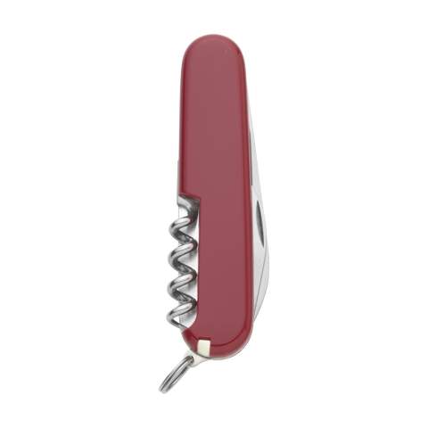 Couteau Suisse original de la marque Victorinox ligne Officiers avec poignée ABS, plaques intermédiaires en aluminium dur anodisé et des outils en acier recyclé à 100%. 6 pièces avec 9 fonctions : couteau, combinaison d'outils avec ouvre-boîte, décapsuleur, pince à dénuder et tournevis, tire-bouchon, anneau, pince à épiler et cure-dents. Comprend un mode d'emploi et une garantie à vie contre les défauts de matériaux et de fabrication. Victorinox est le symbole mondial de qualité, fiabilité, fonctionnalité et perfection. Attention, la législation en vigueur s'applique concernant la possession et / ou le transport de couteaux ou d'outils multifonctions en public. Par pièce dans une boîte.