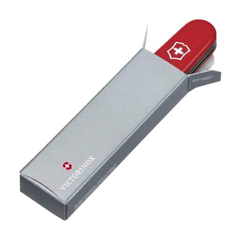 Couteau Suisse original de la marque Victorinox ligne Officiers avec poignée ABS, plaques intermédiaires en aluminium dur anodisé et des outils en acier recyclé à 100%. 6 pièces avec 9 fonctions : couteau, combinaison d'outils avec ouvre-boîte, décapsuleur, pince à dénuder et tournevis, tire-bouchon, anneau, pince à épiler et cure-dents. Comprend un mode d'emploi et une garantie à vie contre les défauts de matériaux et de fabrication. Victorinox est le symbole mondial de qualité, fiabilité, fonctionnalité et perfection. Attention, la législation en vigueur s'applique concernant la possession et / ou le transport de couteaux ou d'outils multifonctions en public. Par pièce dans une boîte.