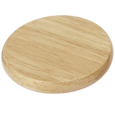 Wooden coaster with stainless steel bottle opener.