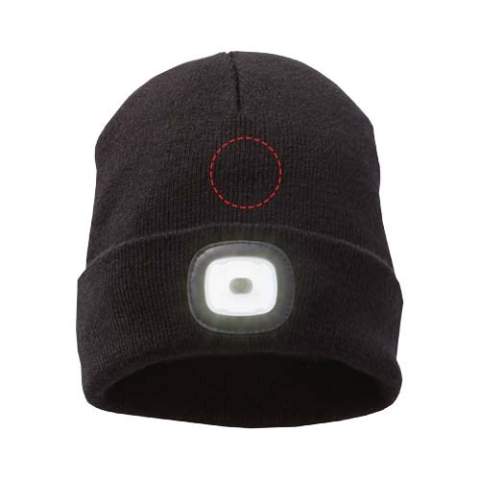 The Mighty LED knit beanie – a perfect combination of warmth and practicality. Made from a thick acrylic in a 1x1 rib knit, this double-layered beanie offers both coziness and warmth. But what sets this beanie apart is its innovative removable LED headlight, featuring three brightness settings. Conveniently tucked into the turn-back cuff, it can easily be removed for washing and recharged using a USB-A cable (not included). Whether you're braving the cold or needing extra visibility in the dark, this beanie is your reliable companion for all adventures. Elevate your winter wardrobe with the Mighty LED knit beanie, where fashion meets function seamlessly.