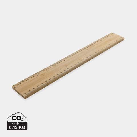 Bamboo ruler made out of FSC® 100% bamboo. At 30 cm in length and with an extra thickness of 6mm this ruler is the perfect size for a wide range of tasks. Whether you are measuring fabric for a sewing project, marking up wood for a woodworking project, or laying out a design for a home renovation, this ruler has got you covered.  One of the standout features of the Timberson ruler is its double-sided design. With both metric and imperial measurements printed on either side, you will be able to work with ease no matter which system you prefer. The clear, easy-to-read markings ensure that you can quickly and accurately measure anything you need to. Packed in FSC® mix kraft packaging.<br /><br />TapeLengthMeters: 0.30