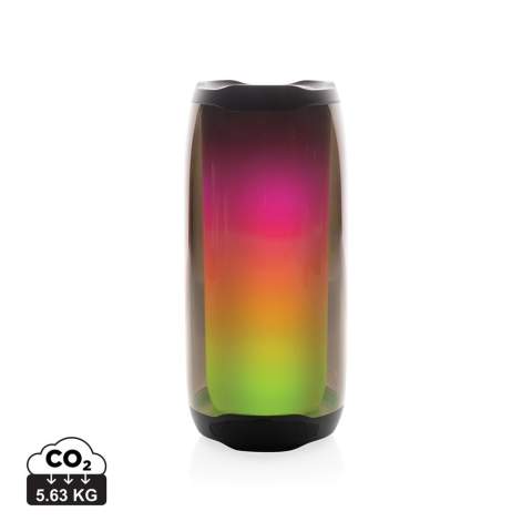 Leistungsstarker, kabelloser 10W-Lautsprecher mit umwerfenden 360-Grad-RGB-LED-Leuchten. Super klarer Klang in jede Richtung aufgrund seines einzigartigen Designs. Das Gehäuse besteht aus 100% recyceltem ABS/PS -Kunststoff nach RCS-Standard. Gesamter Recyclinganteil: 39% basierend auf dem Gesamtgewicht des Artikels. Mit 1.800 mAh Lithium-Akku für eine Spielzeit bis zu 6 Stunden. Das Aufladen erfolgt in 4 Stunden. Mit integriertem Mikrofon zum Annehmen von Anrufen, sowie mit integriertem TF-Steckplatz, AUX-Eingang und USB-Anschluss. Das BT 5.0 sorgt für eine stabile und klare Verbindung auf bis zu 10 Metern. Inklusive PVC-freiem Ladekabel aus recyceltem TPE-Material. Artikel und Zubehör 100% PVC-frei. Verpackt in FSC-Mix-Verpackung.<br /><br />HasBluetooth: True<br />NumberOfSpeakers: 1<br />SpeakerOutputW: 10.00<br />PVC free: true