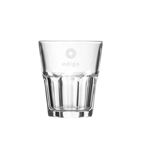 Tumbler glass inspired by classic American design. Stackable. Capacity 270 ml. Made in Europe.