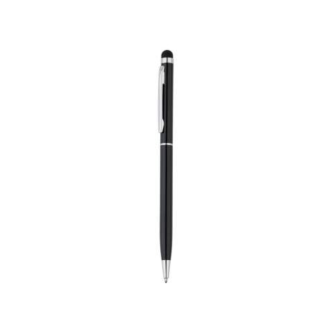 Aluminium ballpoint with stylus tip and easy to use twist mechanism.