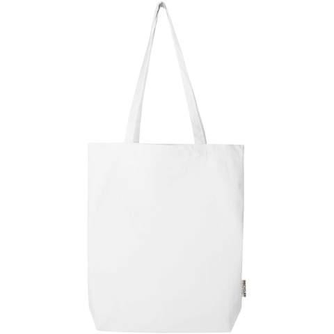 Made from 100% GRS certified recycled cotton of 270 g/m², the Florida tote bag with a wide bottom ensures a more responsible and durable choice for your everyday needs. With its wide bottom design, it provides additional space for your essentials for any occasion, from shopping trips to casual outings. Handle length: 30 cm. Volume capacity: 10 litres.