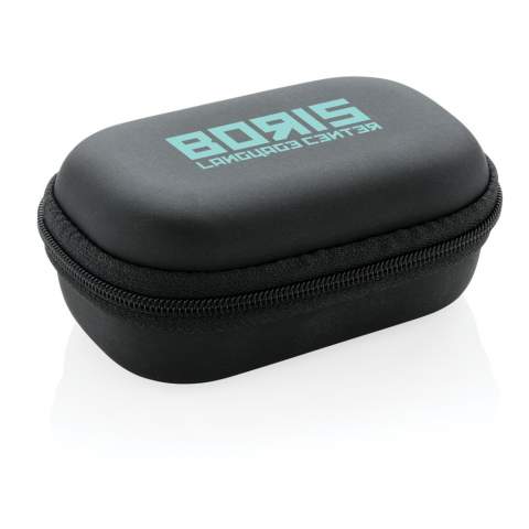 Push yourself to the next level when you go on a workout with these lightweight true wireless earbuds in PU soft shell charging case. The ABS material earbuds fit perfectly around your ear to ensure a perfect fit during your workout. The earbuds have a 50 mAh battery and can be re-charged in the 350 mAh charging case within 1 hour. With auto pairing function so easy to pair to your mobile device. Playing time on medium volume about 6 hours. With BT 5.0 for optimal connection. Operating distance up to 10 metres. With mic to answer calls.<br /><br />HasBluetooth: True