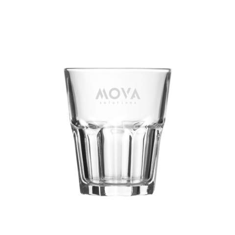 Tumbler glass inspired by classic American design. Stackable. Capacity 270 ml. Made in Europe.