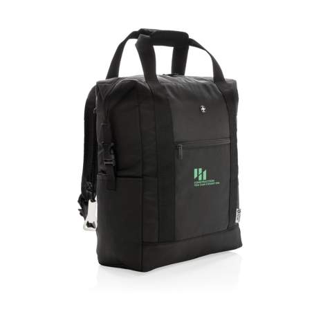 Deluxe 1680D and 600D polyester cooler totepack with extra-large zipped main compartment and zipped front pocket. Large storage space. Double reinforced carrying handles. Including bottle opener. Fits up to 28 cans. PEVA insulation.