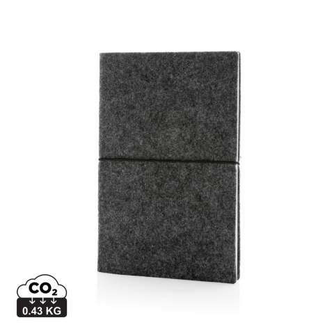 This beautiful recycled felt notebook is perfect for all your notes. The cover and inner pages are made from 100% GRS certified materials. GRS certification ensures a completely certified supply chain of the recycled materials. Total recycled content: 99% based on total item weight. The notebook features 80 sheets/160 lined pages of 70 g/m2.<br /><br />NotebookFormat: A5<br />NumberOfPages: 160<br />PaperRulingLayout: Lined pages