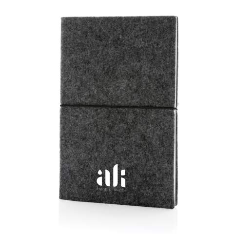 This beautiful recycled felt notebook is perfect for all your notes. The cover and inner pages are made from 100% GRS certified materials. GRS certification ensures a completely certified supply chain of the recycled materials. Total recycled content: 99% based on total item weight. The notebook features 80 sheets/160 lined pages of 70 g/m2.<br /><br />NotebookFormat: A5<br />NumberOfPages: 160<br />PaperRulingLayout: Lined pages