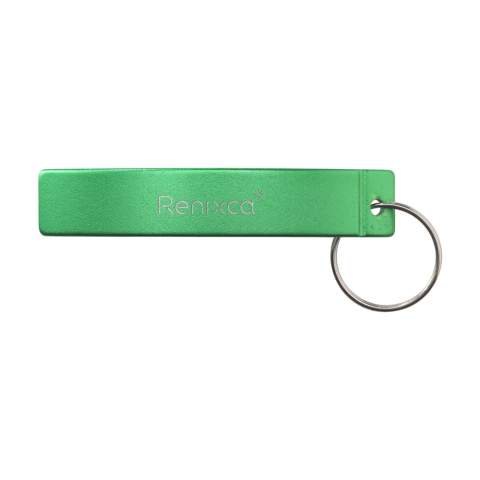 WoW! Lightweight opener made from recycled aluminium, with keyring. GRS-certificated. Total recycled material 86%. The use of recycled aluminium means that fewer new raw materials are used in production. This means less energy consumption and less use of water. A responsible choice.