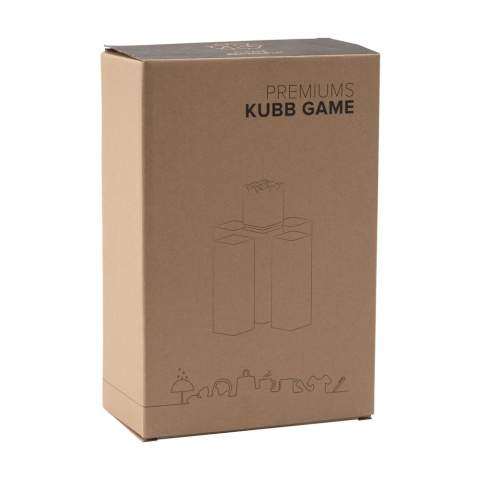 Jeu de lancer en bois Kubb. Le but ultime est d'abattre les Kubbs puis de renverser le roi de l'adversaire. Ce célèbre jeu de plein air suédois est amusant à jouer au camping ou à la plage. Convient aux petits comme aux grands. L'ensemble de 21 pièces est livré dans un sac en coton. Règles du jeu incluses. Chaque article est fourni dans une boite individuelle en papier kraft marron.