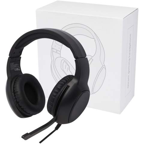 The Gleam gaming headphones delivers high-quality stereo sound with a premium built-in microphone. It includes 2 meters wired cable with a 3.5mm Aux tip and USB-A connector. The 3.5mm Aux input provides audio and microphone when connected to a computer or mobile device. An Aux to Type-C adapter is included for devices with Type-C inputs. With the included adapters and built-in cable, the gaming headphones are compatible with all major PCs, laptops, mobile phones, tablets, PlayStation and Nintendo Switch. Easy to setup without driver requirements. The built-in volume control on the earcups makes it easy to adjust the volume, and the extra padding in the earcups and adjustable headband makes them comfortable to wear. This item can be laser engraved on the earcups to reveal the light-up function. Delivered in a gift box that is made of sustainable material.