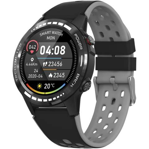 Smartwatch met GPS die een kaart met de genomen route genereert op een mobiel apparaat. Inclusief een kompas en barometer. Controleert de hartslag en bloeddruk. Multi-sport-modus, stappen- en calorieënteller, afgelegde afstand. De smartwatch controleert ook de kwaliteit van de slaap en houdt de dagelijkse fysieke activiteiten bij. SIM-kaartsleuf (SIM-kaart niet inbegrepen). Meldingen van e-mail, oproepen, berichten en sociale netwerken. Siri-spraakassistent. 360 mAh Li-ion-batterij. Bluetooth 4.0-verbinding. Stand-bymodus voor 7 dagen.