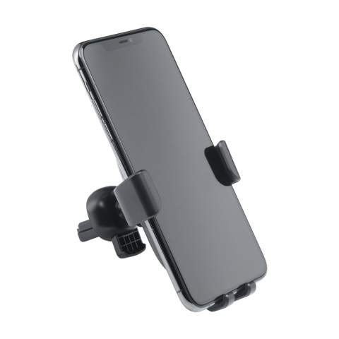 Support de téléphone universel et chargeur 10 W pour la voiture. Fabriqué à partir de plastique ABS recyclé. Ce support de téléphone est facile à installer, s'adapte à la taille de votre téléphone et peut être utilisé d'une seule main. Idéal pour l’utilisation du GPS et pour recharger votre téléphone lors de vos déplacements. Grâce au clip rotatif à 360°, le téléphone peut être placé en position verticale ou horizontale. Le chargeur sans fil de 10 W est compatible avec les dispositifs pourvus de la charge sans fil QI (dernières générations de téléphones Android et iPhone). Entrée : 5 V/2 A. Sortie sans fil : 5 V/2 A 10 W. Comprend un câble micro-USB (TPE) et un manuel d'instructions. Ce produit et ses accessoires sont fabriqués sans PVC. Chaque article est fourni dans une boite individuelle en papier kraft marron.