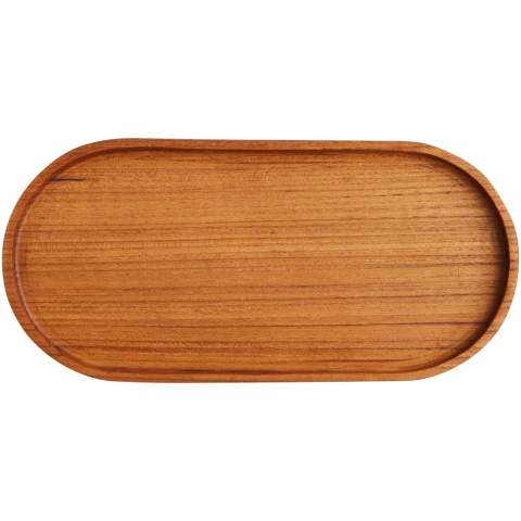 Oval shaped tray made from the root of a teak tree, a waste product from the teak industry. It is sourced from certified teak plantations in Indonesia and handmade by craftspeople in a small, rural workshop in East-Java. Suitable to serve snacks, sweets, coffee or tea. Every item has its own natural and unique appearance. Food safe. Size: 24 x 12 x 1.5 cm.