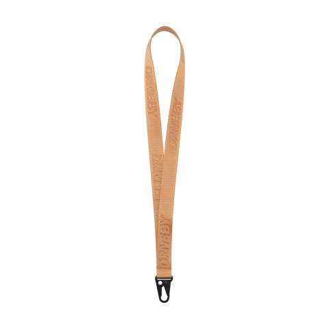 Lanyard made from strong woven 100% nylon material. With solid metal carabiner. Including woven logo in the same colour as the nylon of the lanyard.