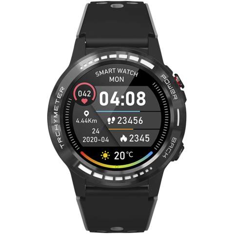 Smartwatch met GPS die een kaart met de genomen route genereert op een mobiel apparaat. Inclusief een kompas en barometer. Controleert de hartslag en bloeddruk. Multi-sport-modus, stappen- en calorieënteller, afgelegde afstand. De smartwatch controleert ook de kwaliteit van de slaap en houdt de dagelijkse fysieke activiteiten bij. SIM-kaartsleuf (SIM-kaart niet inbegrepen). Meldingen van e-mail, oproepen, berichten en sociale netwerken. Siri-spraakassistent. 360 mAh Li-ion-batterij. Bluetooth 4.0-verbinding. Stand-bymodus voor 7 dagen.