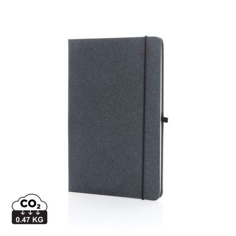 Write down all your notes and creative ideas with this A5 recycled leather hardcover notebook. Stylish and with a beautiful finish. The notebook features 80 sheets/160 pages of 70 gm/s white coloured lined recycled paper, a vertical elastic and a pen loop.<br /><br />NotebookFormat: A5<br />NumberOfPages: 160<br />PaperRulingLayout: Lined pages