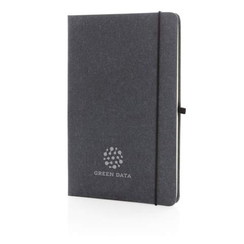 Write down all your notes and creative ideas with this A5 recycled leather hardcover notebook. Stylish and with a beautiful finish. The notebook features 80 sheets/160 pages of 70 gm/s white coloured lined recycled paper, a vertical elastic and a pen loop.<br /><br />NotebookFormat: A5<br />NumberOfPages: 160<br />PaperRulingLayout: Lined pages