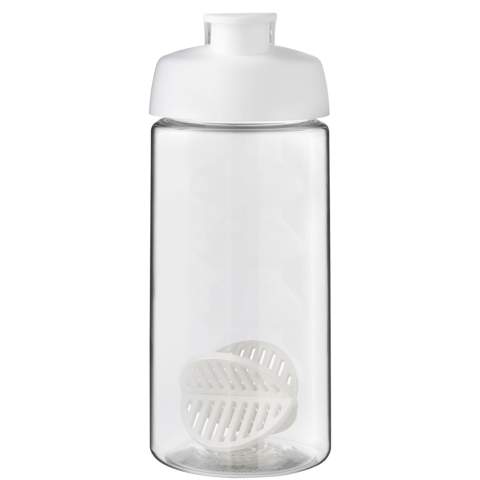 Single-wall sport bottle with shaker ball for the smooth mixing of protein shakes. Features a spill-proof lid with flip closure and finger grip design. Volume capacity is 500 ml. Made in the UK. Packed in a recycled PE plastic bag. BPA-free.