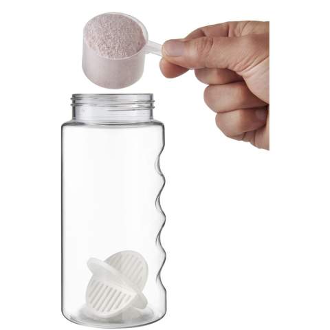 Single-wall sport bottle with shaker ball for the smooth mixing of protein shakes. Features a spill-proof lid with flip closure and finger grip design. Volume capacity is 500 ml. Made in the UK. Packed in a recycled PE plastic bag. BPA-free.