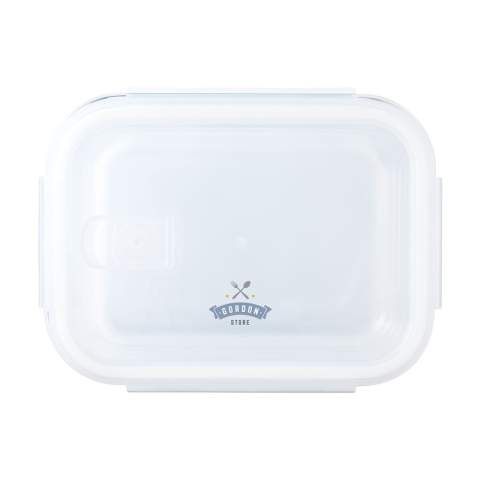 Lunchbox en verre borosilicaté de haute qualité pouvant résister à des différences de température élevées. Avec un couvercle en PP plastique qui se ferme parfaitement et qui permet de garder le contenu bien. Convient comme box fraîcheur. Seul le verre résiste au lave-vaisselle et peut être utilisé dans le four. Le produit complet passe au congélateur et au micro-ondes. Chaque article est fourni dans une boite individuelle en papier kraft marron.