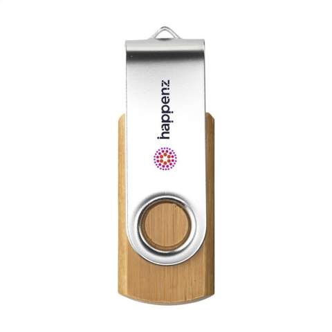 ECO USB stick (versie 2.0) van bamboe met carbon finish, voor het veilig en handzaam bewaren en vervoeren van bestanden. Direct klaar voor gebruik door "Plug&Play" systeem. Bruikbaar onder Windows, Mac en Linux. Per stuk in een kraft doosje. De prijs is inclusief opdruk in 1 kleur op 1 zijde.